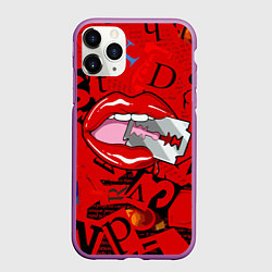 Чехол iPhone 11 Pro матовый Поп-арт, опасная бритва, цвет: 3D-фиолетовый