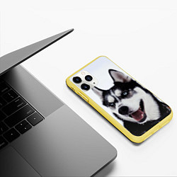 Чехол iPhone 11 Pro матовый Сибирский хаски, цвет: 3D-желтый — фото 2
