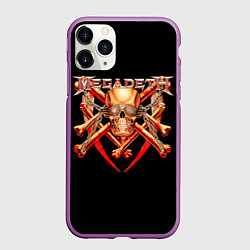 Чехол iPhone 11 Pro матовый Megadeth: Gold Skull, цвет: 3D-фиолетовый