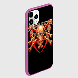 Чехол iPhone 11 Pro матовый Megadeth: Gold Skull, цвет: 3D-фиолетовый — фото 2