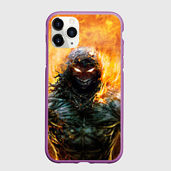 Чехол iPhone 11 Pro матовый Disturbed: Monster Flame, цвет: 3D-фиолетовый