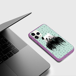 Чехол iPhone 11 Pro матовый Панда-художник, цвет: 3D-фиолетовый — фото 2