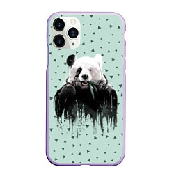 Чехол iPhone 11 Pro матовый Панда-художник, цвет: 3D-светло-сиреневый