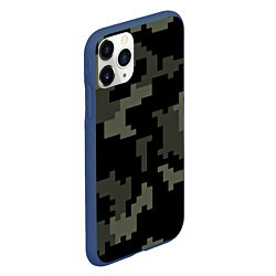 Чехол iPhone 11 Pro матовый Камуфляж пиксельный: черный/серый, цвет: 3D-тёмно-синий — фото 2