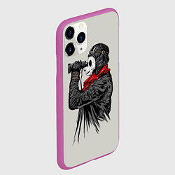 Чехол iPhone 11 Pro матовый Панда танкист, цвет: 3D-фиолетовый — фото 2