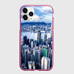Чехол iPhone 11 Pro матовый Гонконг - Китай, цвет: 3D-малиновый