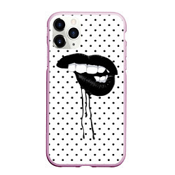 Чехол iPhone 11 Pro матовый Black Lips, цвет: 3D-розовый