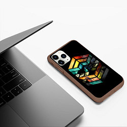 Чехол iPhone 11 Pro матовый Геометрический череп, цвет: 3D-коричневый — фото 2