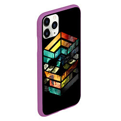 Чехол iPhone 11 Pro матовый Геометрический череп, цвет: 3D-фиолетовый — фото 2