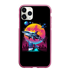 Чехол iPhone 11 Pro матовый Ретро акула, цвет: 3D-малиновый