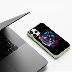 Чехол iPhone 11 Pro матовый Ретро тигр, цвет: 3D-салатовый — фото 2