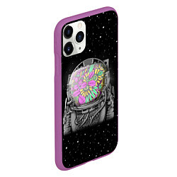 Чехол iPhone 11 Pro матовый Цветочный астонавт, цвет: 3D-фиолетовый — фото 2