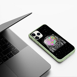 Чехол iPhone 11 Pro матовый Цветочный астонавт, цвет: 3D-салатовый — фото 2
