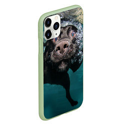 Чехол iPhone 11 Pro матовый Пес дайвер, цвет: 3D-салатовый — фото 2