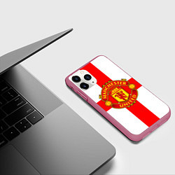 Чехол iPhone 11 Pro матовый Manchester Utd: England, цвет: 3D-малиновый — фото 2