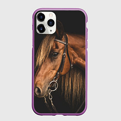 Чехол iPhone 11 Pro матовый Взгляд коня, цвет: 3D-фиолетовый