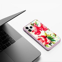 Чехол iPhone 11 Pro матовый Пиончики, цвет: 3D-розовый — фото 2