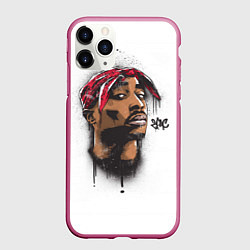 Чехол iPhone 11 Pro матовый 2Pac, цвет: 3D-малиновый