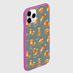Чехол iPhone 11 Pro матовый Foxes Yoga, цвет: 3D-фиолетовый — фото 2
