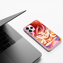 Чехол iPhone 11 Pro матовый DBZ: Super Goku, цвет: 3D-розовый — фото 2