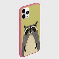 Чехол iPhone 11 Pro матовый Дедушка енот, цвет: 3D-малиновый — фото 2