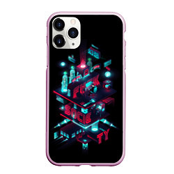 Чехол iPhone 11 Pro матовый Mr Robot City, цвет: 3D-розовый