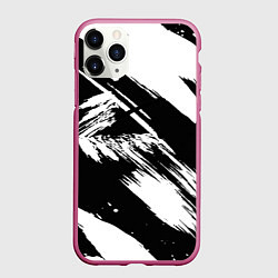Чехол iPhone 11 Pro матовый Чёрно-белый, цвет: 3D-малиновый