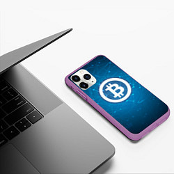 Чехол iPhone 11 Pro матовый Bitcoin Blue, цвет: 3D-фиолетовый — фото 2