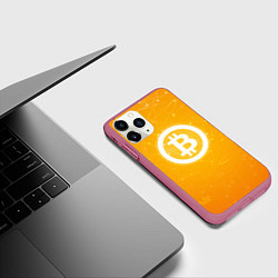 Чехол iPhone 11 Pro матовый Bitcoin Orange, цвет: 3D-малиновый — фото 2