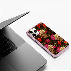 Чехол iPhone 11 Pro матовый Черепа, цвет: 3D-розовый — фото 2