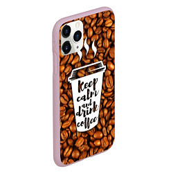 Чехол iPhone 11 Pro матовый Keep Calm & Drink Coffee, цвет: 3D-розовый — фото 2