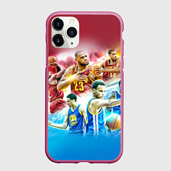 Чехол iPhone 11 Pro матовый Golden State Warriors, цвет: 3D-малиновый