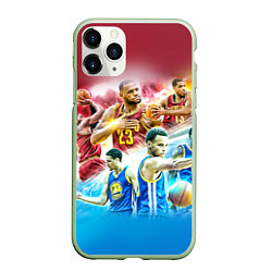 Чехол iPhone 11 Pro матовый Golden State Warriors, цвет: 3D-салатовый