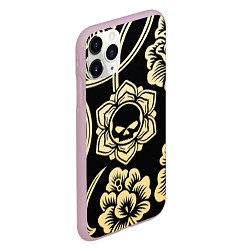 Чехол iPhone 11 Pro матовый Хохлома с черепом, цвет: 3D-розовый — фото 2