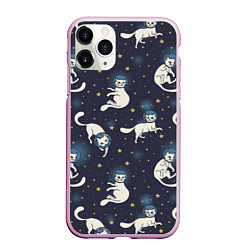 Чехол iPhone 11 Pro матовый Космокотики, цвет: 3D-розовый