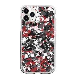 Чехол iPhone 11 Pro матовый Камуфляж: серый/красный, цвет: 3D-белый
