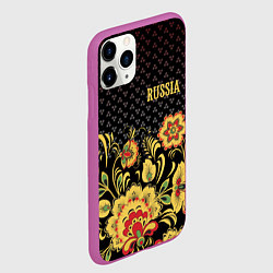 Чехол iPhone 11 Pro матовый Russia: black edition, цвет: 3D-фиолетовый — фото 2