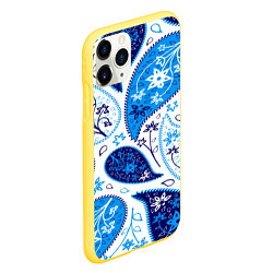 Чехол iPhone 11 Pro матовый Гжель огурцы, цвет: 3D-желтый — фото 2