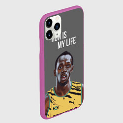 Чехол iPhone 11 Pro матовый Усэйн Болт, цвет: 3D-фиолетовый — фото 2