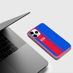 Чехол iPhone 11 Pro матовый ЦСКА Форма, цвет: 3D-малиновый — фото 2