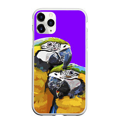 Чехол iPhone 11 Pro матовый Попугайчики, цвет: 3D-белый