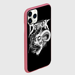 Чехол iPhone 11 Pro матовый Dethklok: Goat Skull, цвет: 3D-малиновый — фото 2