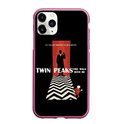 Чехол iPhone 11 Pro матовый Twin Peaks Man, цвет: 3D-малиновый