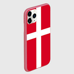 Чехол iPhone 11 Pro матовый Флаг Дании, цвет: 3D-малиновый — фото 2