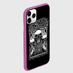 Чехол iPhone 11 Pro матовый Amon Amarth: Trio Skulls, цвет: 3D-фиолетовый — фото 2