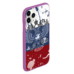 Чехол iPhone 11 Pro матовый Триколор и герб, цвет: 3D-фиолетовый — фото 2
