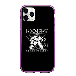 Чехол iPhone 11 Pro матовый Hockey Championship, цвет: 3D-фиолетовый