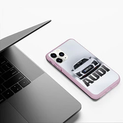 Чехол iPhone 11 Pro матовый Audi серебро, цвет: 3D-розовый — фото 2