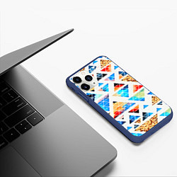 Чехол iPhone 11 Pro матовый Космические треугольники, цвет: 3D-тёмно-синий — фото 2