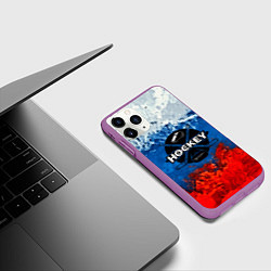 Чехол iPhone 11 Pro матовый Хоккей триколор, цвет: 3D-фиолетовый — фото 2